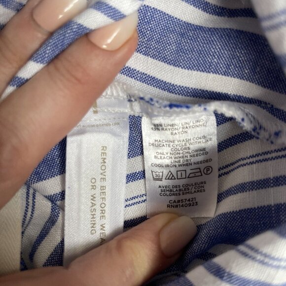 Ann Taylor LOFT Skirt Womens 0P‎ Linen Wrap Ruffle White Nautical Cottage Core - Picture 8 of 8